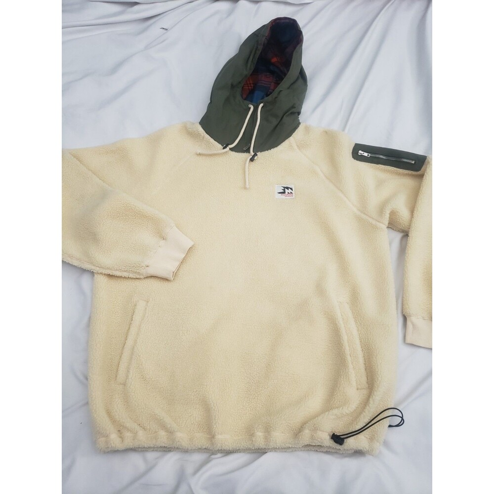 MANRESA HIGHLAND WEAR Fyne Fleece Sherpa Hoodie Cream Green Sweatshirt Mens XL